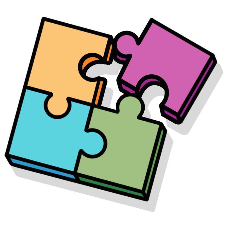 illustration of four puzzle pieces in square